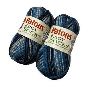 Patons Kroy Socks "Sing N The Blues" Striping Sock Yarn, 2 Skeins